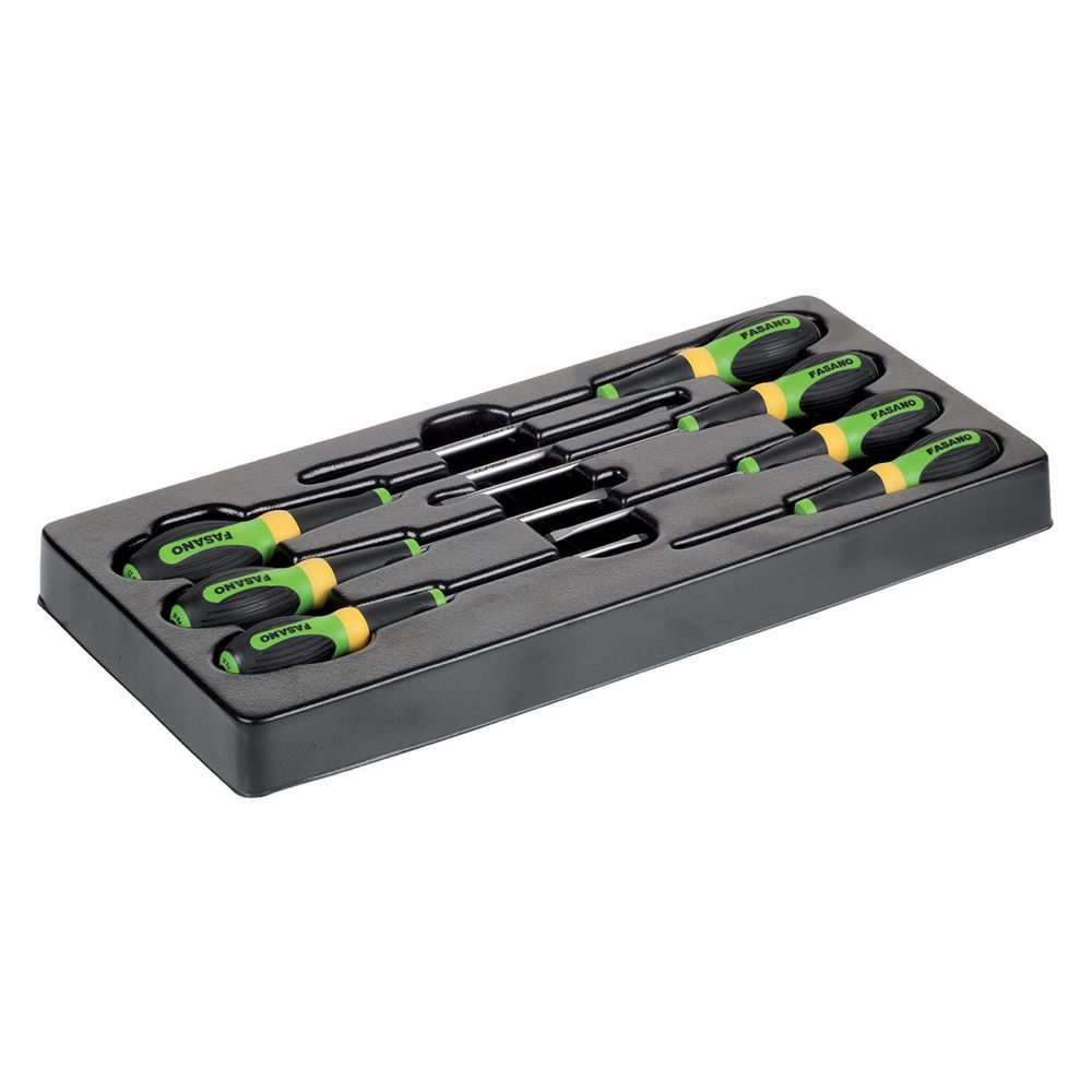 Plastic tray of 7pcs slotted screwdrivers