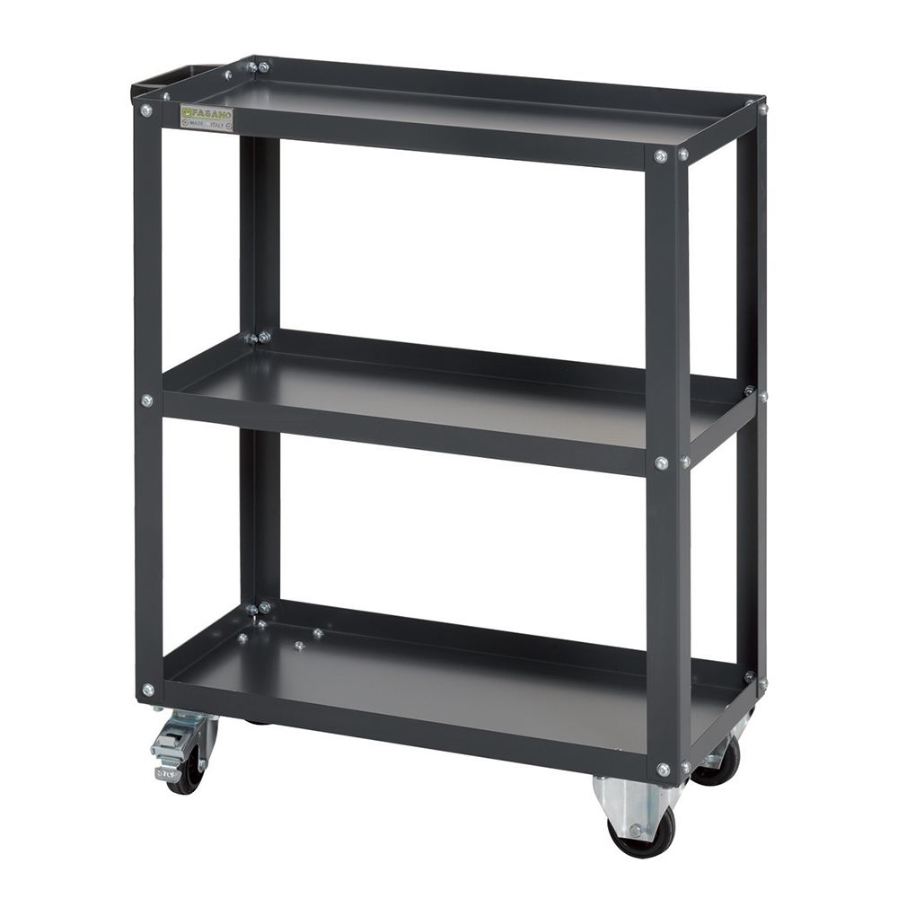 Tool carrying trolley with 3 shelfs