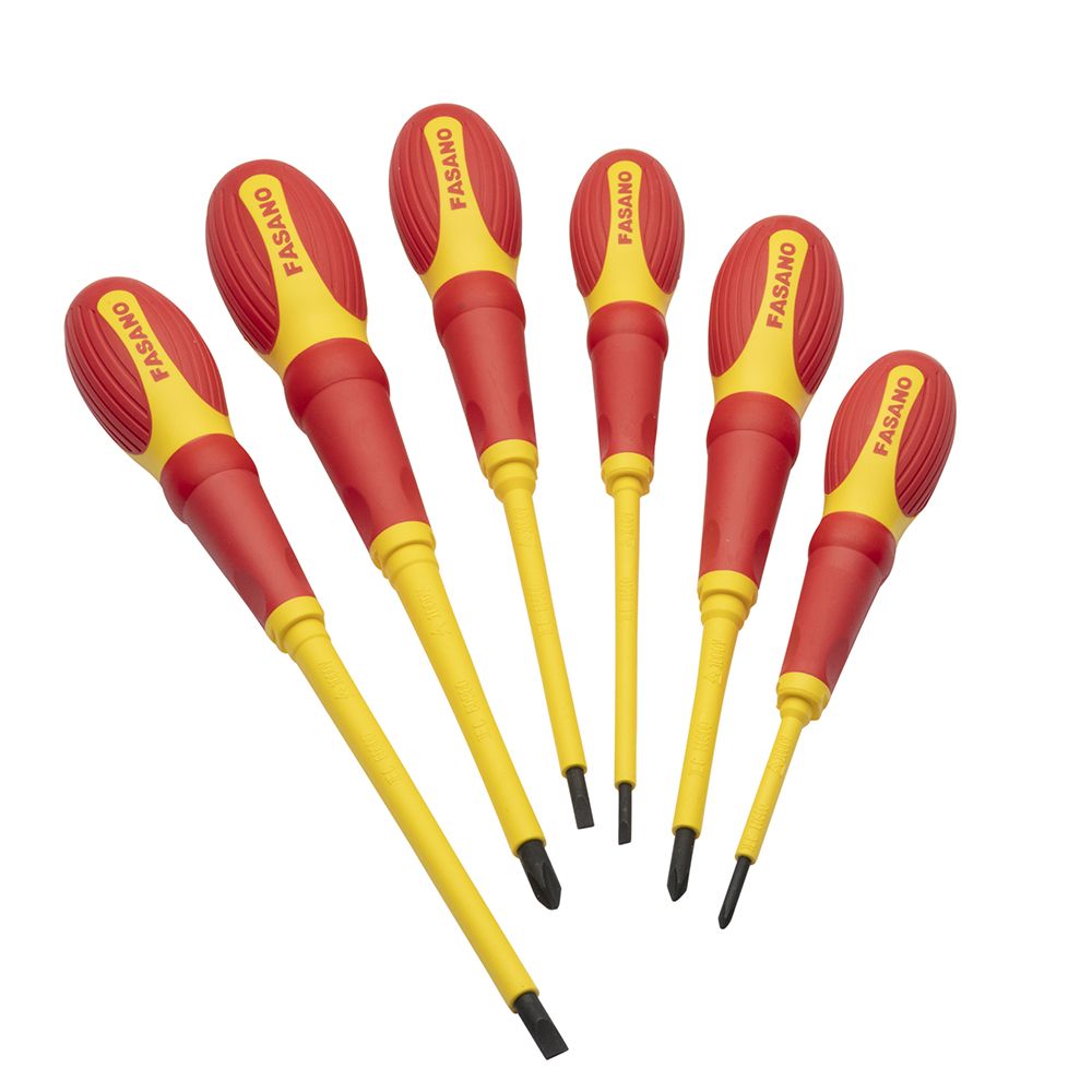 Set of insulated slotted and Phillips screwdrivers
