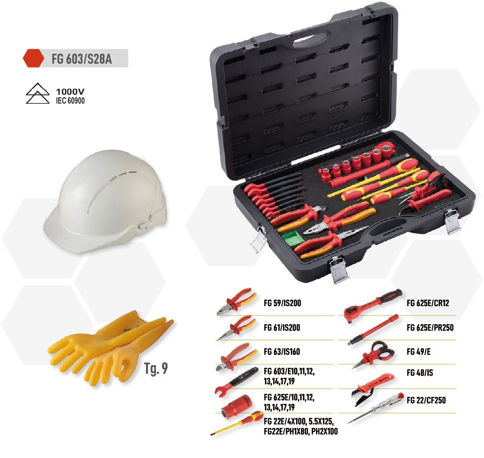 Set insulated tools with Helmet and Glovees Size.9