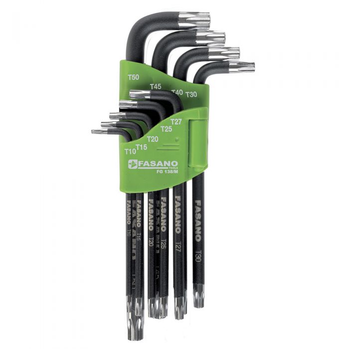 Set of offset key wrenches with Torx head and magnetic tips 