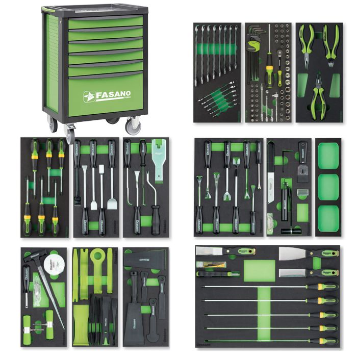 Tool trolley FG 100 with 6 drawers and assortment of 171 tools 