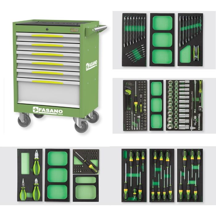 Tool trolley FG 102 with 7 drawers and assortment of 183 tools 