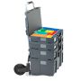 Kit of 4 stackable ABS suitcases complete with folding trolley