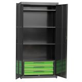 Metal cabinet with 2 doors, equipped with 3 drawers on ball bearing slidings