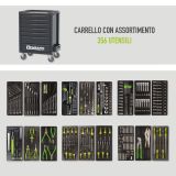 Tool trolley with assortment of 356 tools