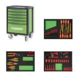 Tool trolley FG 100 with 6 drawers and 56 insulated tools